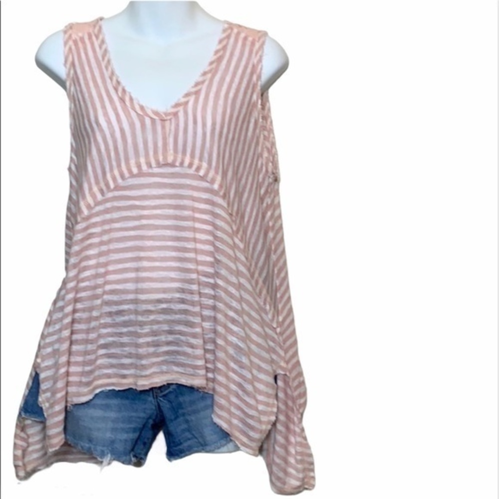 Altar’d state pink & white stripe sleeveless shirt